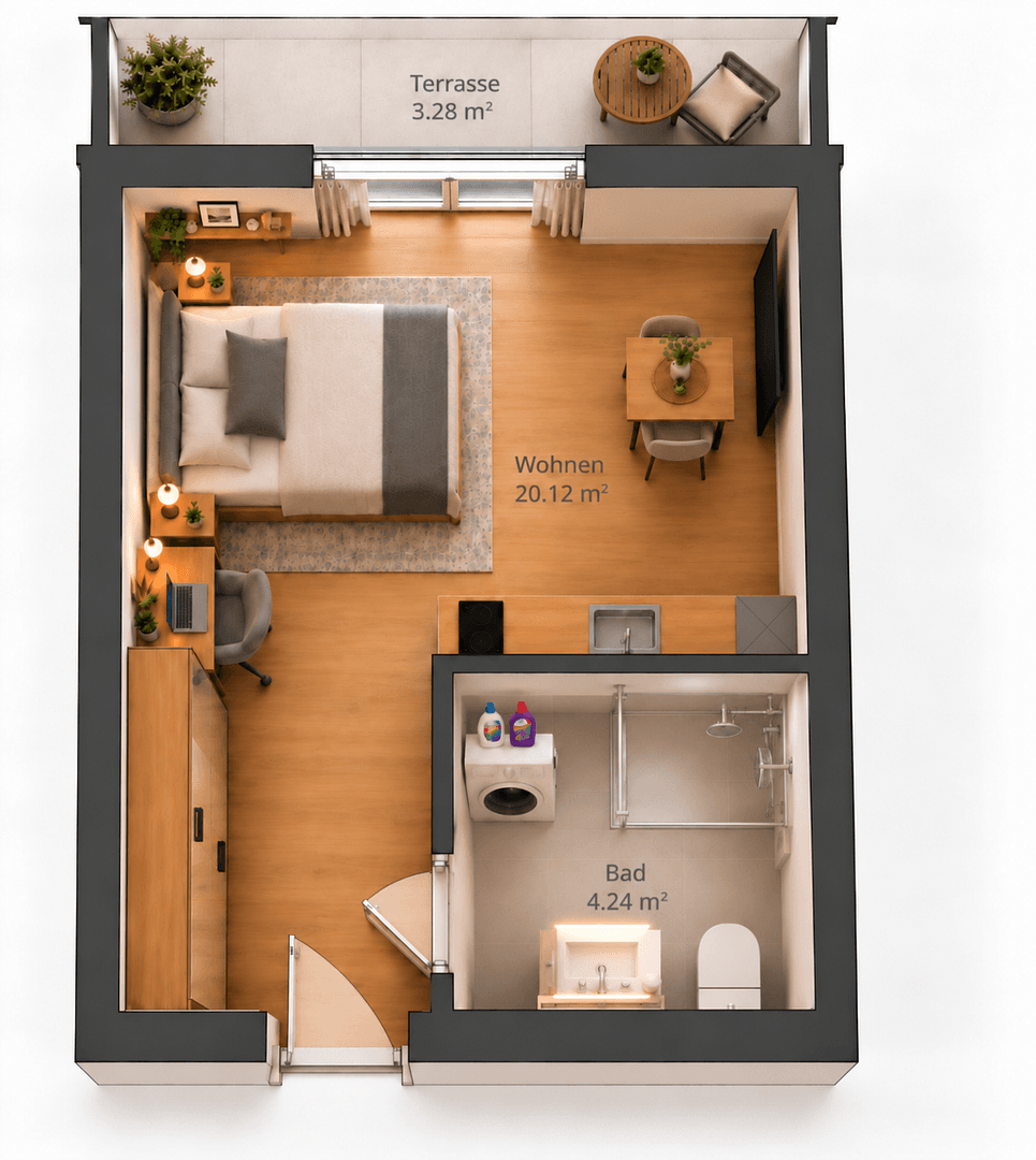 Prenájom bytu 1-izbový 28 m², Simmerlingweg 1, Passau, Bavorsko Prenájom bytu 1-izbový 28 m², Simmerlingweg 1, Passau, Bavorsko