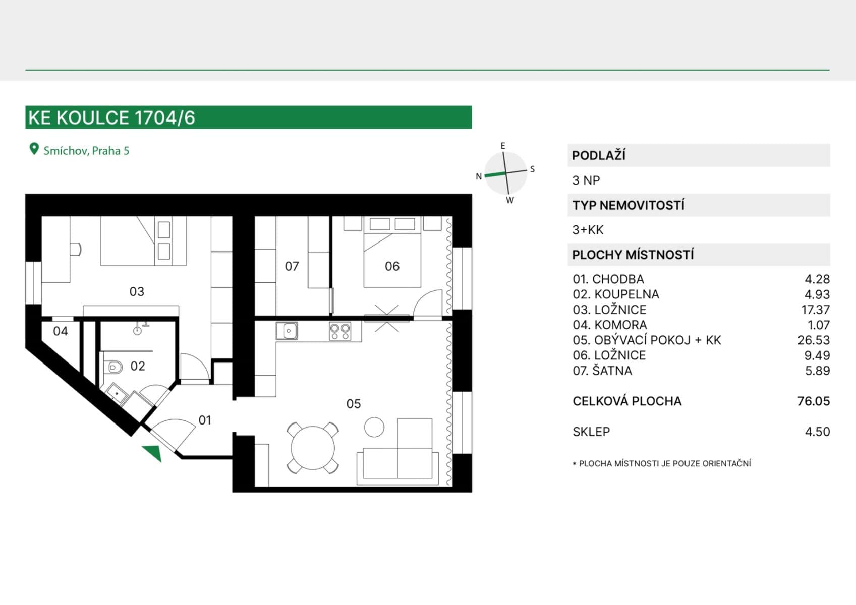 Predaj bytu 3-izbový 76 m², Ke Koulce, Praha, Praha Predaj bytu 3-izbový 76 m², Ke Koulce, Praha, Praha