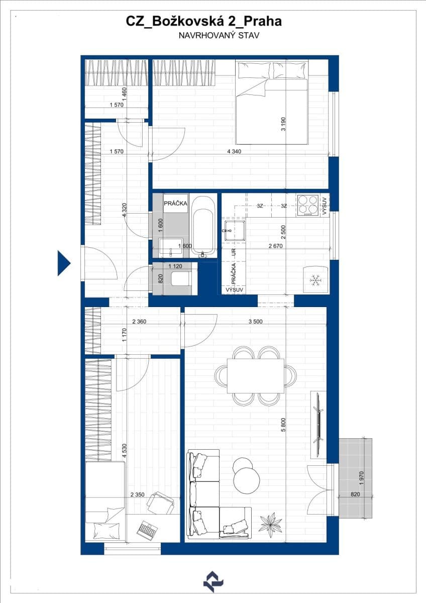 Predaj bytu 3-izbový 70 m², Božkovská, Praha, Praha Predaj bytu 3-izbový 70 m², Božkovská, Praha, Praha