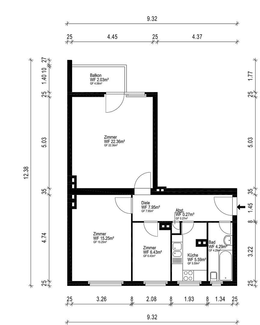 Predaj bytu 3-izbový 62 m², Schifffahrter Damm, Münster, Severné Porýnie - Westfálsko Predaj bytu 3-izbový 62 m², Schifffahrter Damm, Münster, Severné Porýnie - Westfálsko