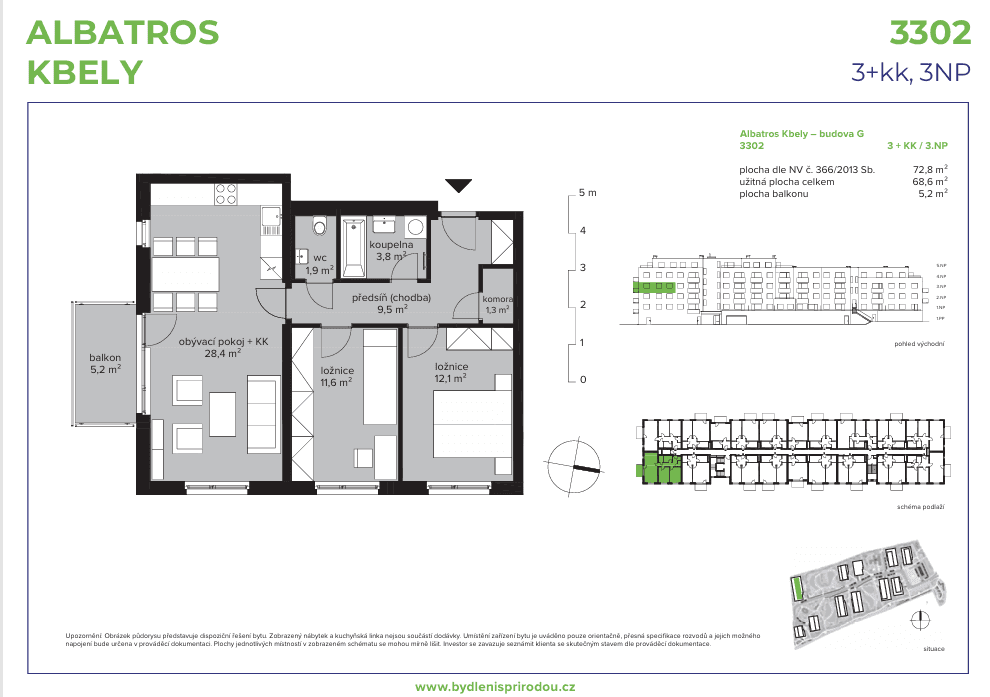 Predaj bytu 3-izbový 73 m², Sedlářova, Praha, Praha Predaj bytu 3-izbový 73 m², Sedlářova, Praha, Praha