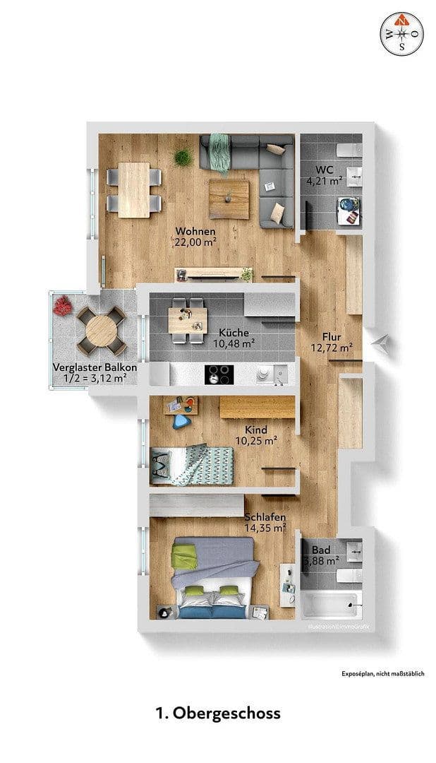 Prenájom bytu 3-izbový 81 m², Landsbergerstraße 37, Germering, Bavorsko Prenájom bytu 3-izbový 81 m², Landsbergerstraße 37, Germering, Bavorsko
