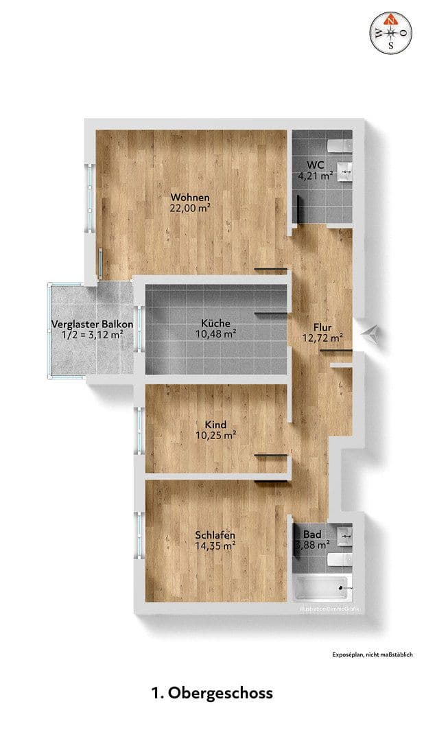 Prenájom bytu 3-izbový 81 m², Landsbergerstraße 37, Germering, Bavorsko Prenájom bytu 3-izbový 81 m², Landsbergerstraße 37, Germering, Bavorsko