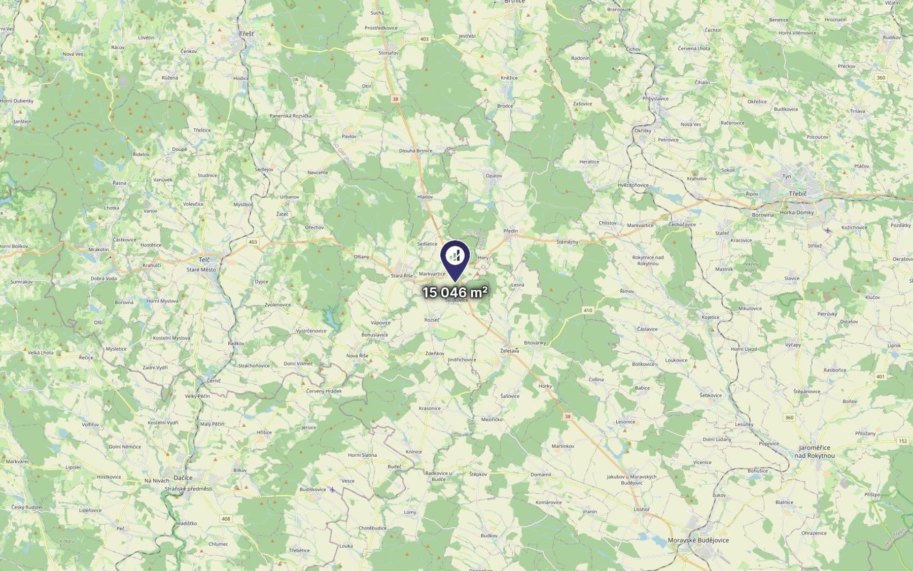 Predaj pozemku 15.046 m², Markvartice, Kraj Vysočina Predaj pozemku 15.046 m², Markvartice, Kraj Vysočina