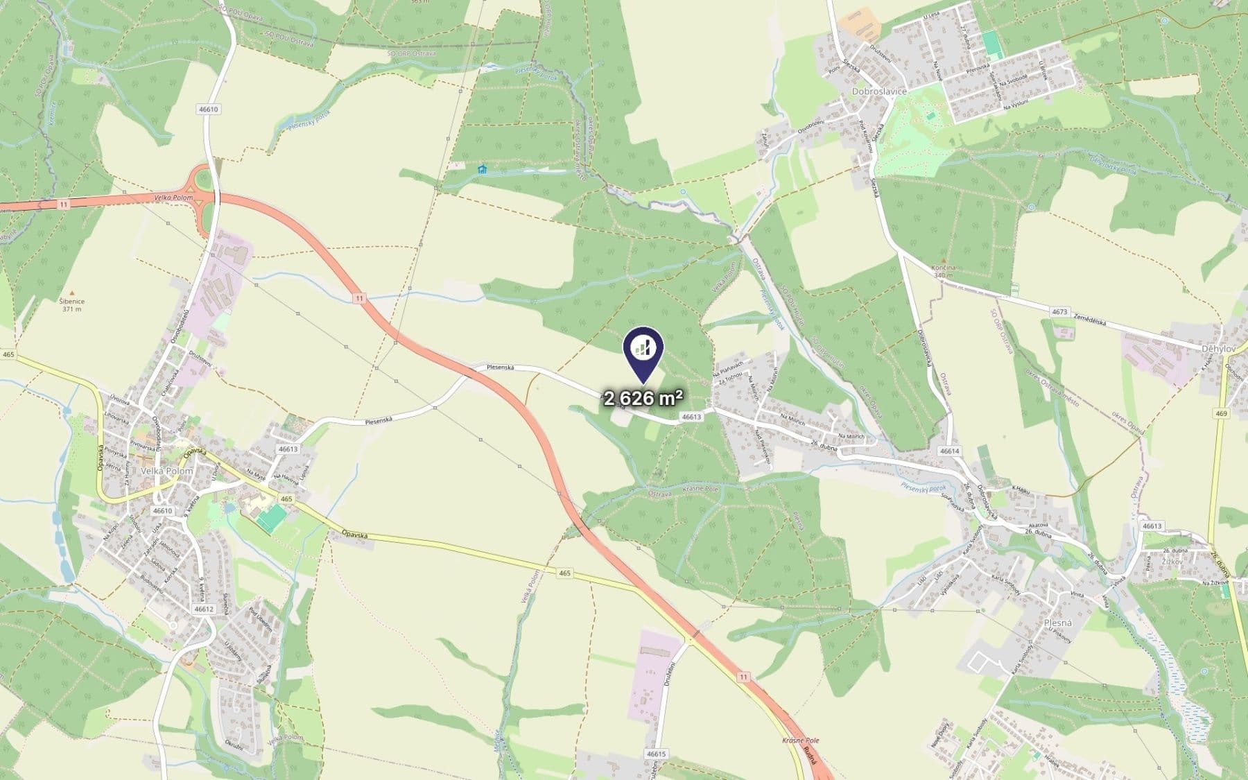 Predaj pozemku 2.626 m², Velká Polom, Moravskoslezský kraj Predaj pozemku 2.626 m², Velká Polom, Moravskoslezský kraj