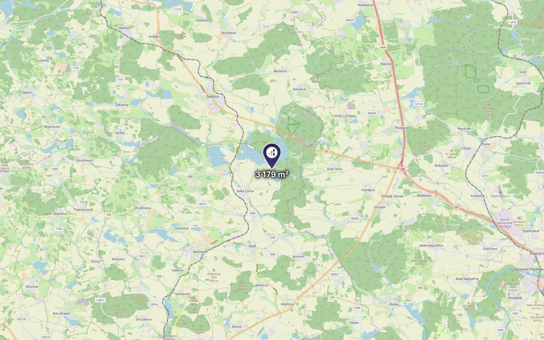 Predaj pozemku 3.179 m², Velká Turná, Jihočeský kraj Predaj pozemku 3.179 m², Velká Turná, Jihočeský kraj