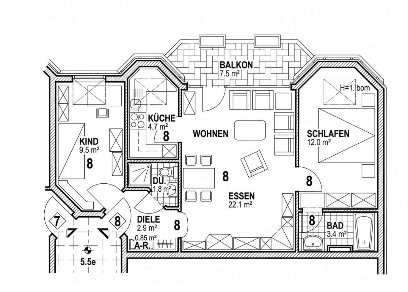 Prenájom bytu 3-izbový 58 m², Bischoffstr. 134, Essen, Severné Porýnie - Westfálsko Prenájom bytu 3-izbový 58 m², Bischoffstr. 134, Essen, Severné Porýnie - Westfálsko