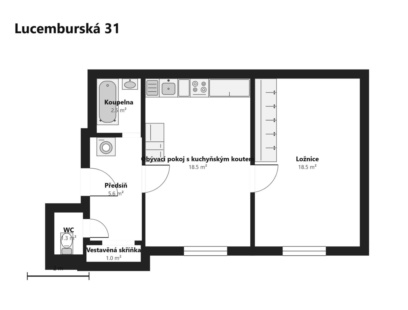 Prenájom bytu 2-izbový 48 m², Lucemburská, Praha, Praha Prenájom bytu 2-izbový 48 m², Lucemburská, Praha, Praha