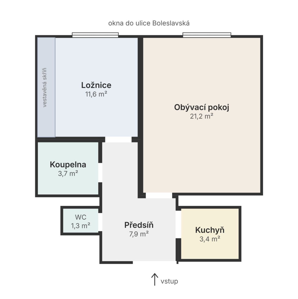 Prenájom bytu 2-izbový 49 m², Boleslavská, Praha, Praha Prenájom bytu 2-izbový 49 m², Boleslavská, Praha, Praha