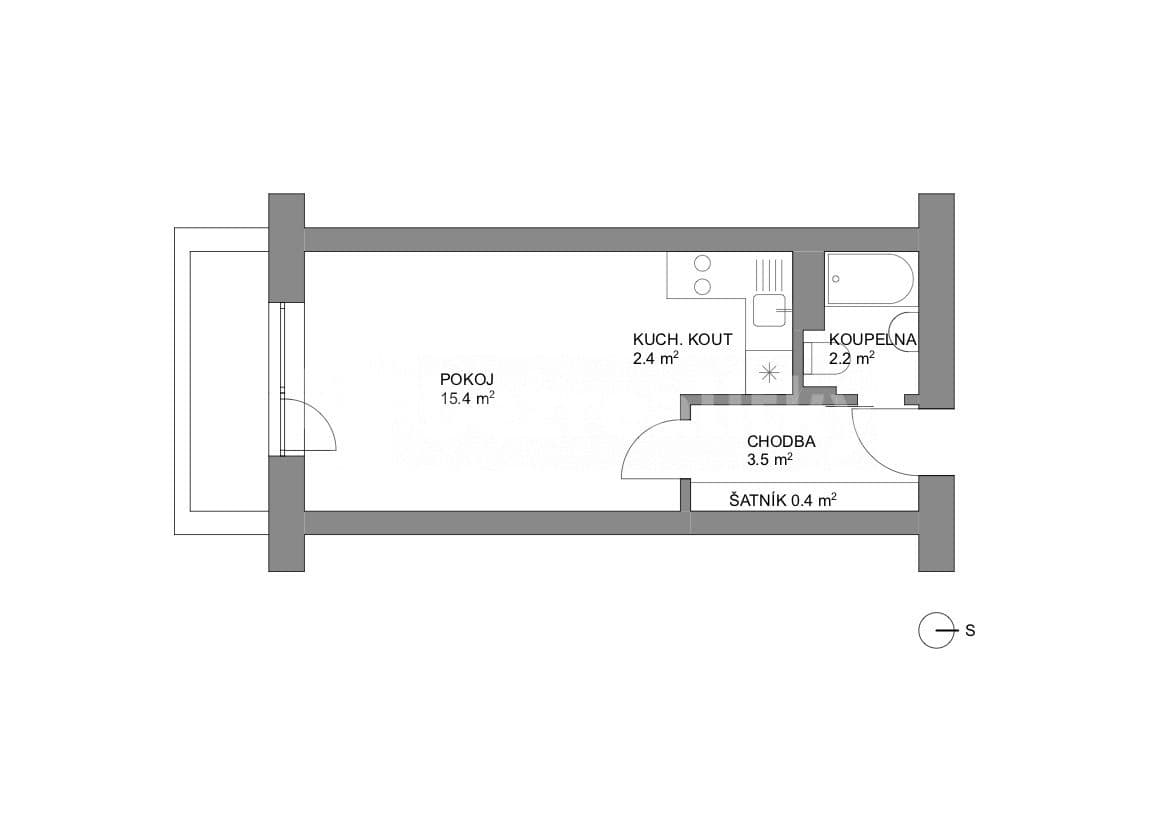Prenájom bytu 1-izbový 24 m², Štefánikova, Zlín, Zlínský kraj Prenájom bytu 1-izbový 24 m², Štefánikova, Zlín, Zlínský kraj
