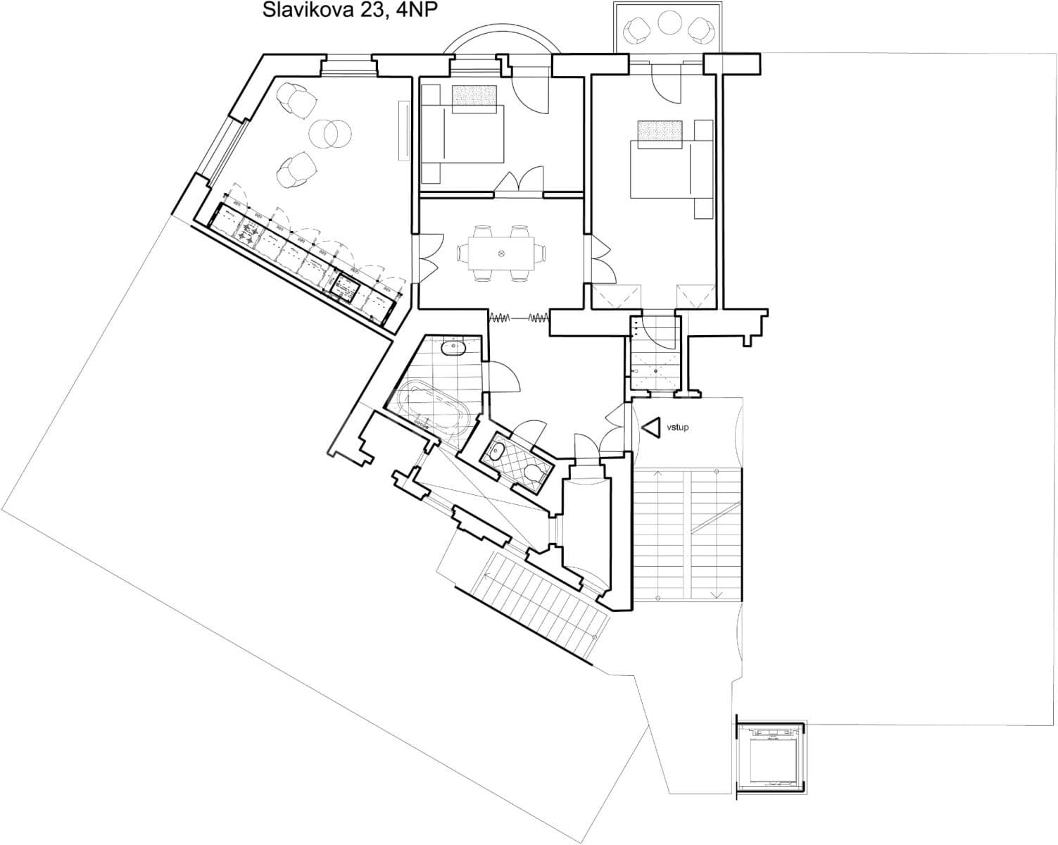 Prenájom bytu 3-izbový 85 m², Slavíkova, Praha, Praha Prenájom bytu 3-izbový 85 m², Slavíkova, Praha, Praha