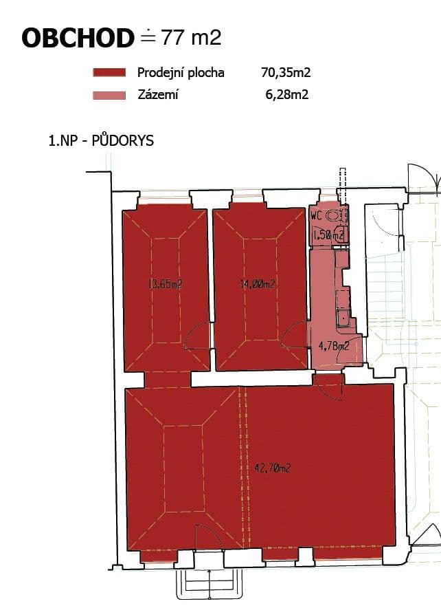 Prenájom nebytového priestoru 77 m², Chelčického, Hradec Králové, Královéhradecký kraj Prenájom nebytového priestoru 77 m², Chelčického, Hradec Králové, Královéhradecký kraj