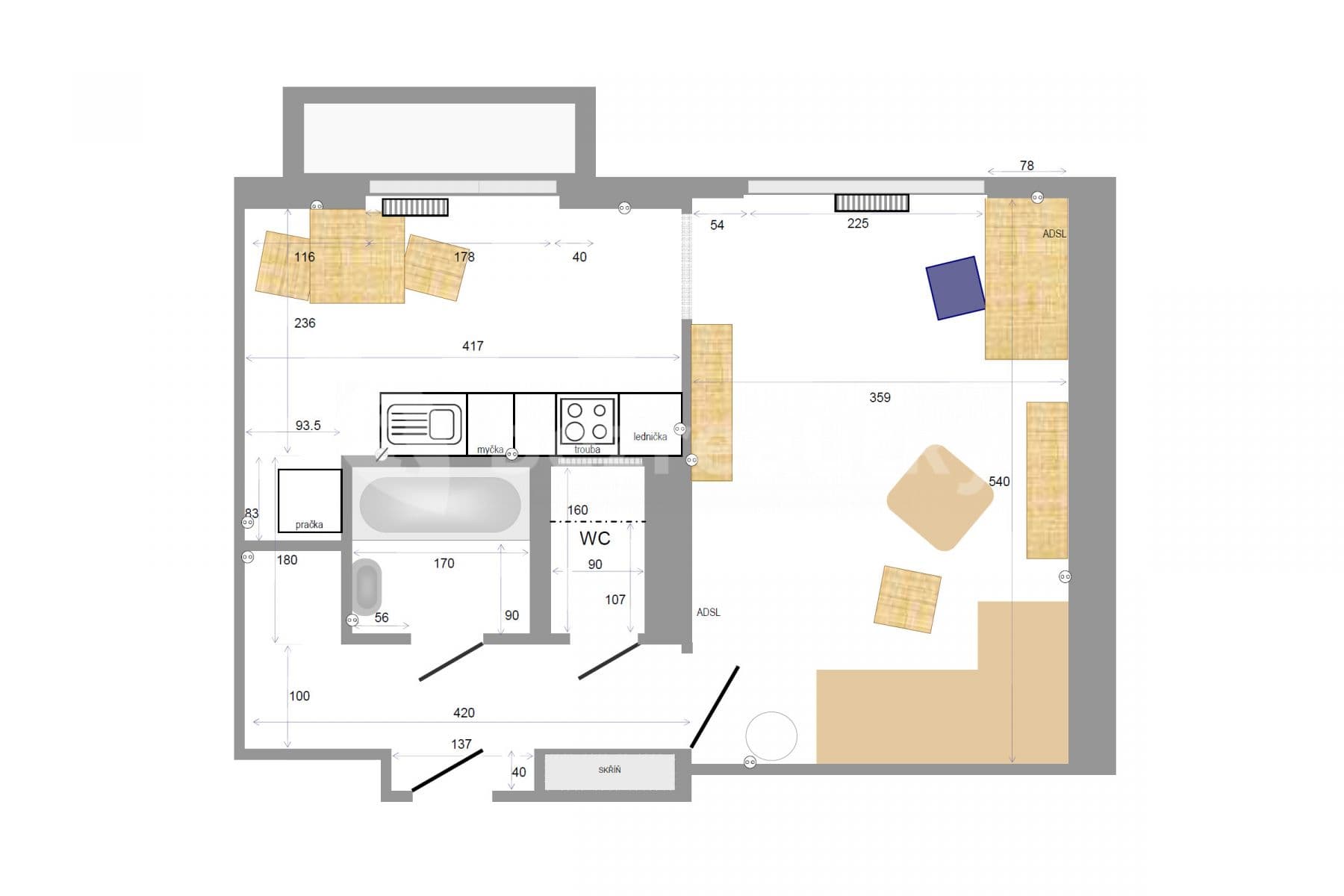 Prenájom bytu 1-izbový 42 m², Březinova, Brno, Jihomoravský kraj Prenájom bytu 1-izbový 42 m², Březinova, Brno, Jihomoravský kraj