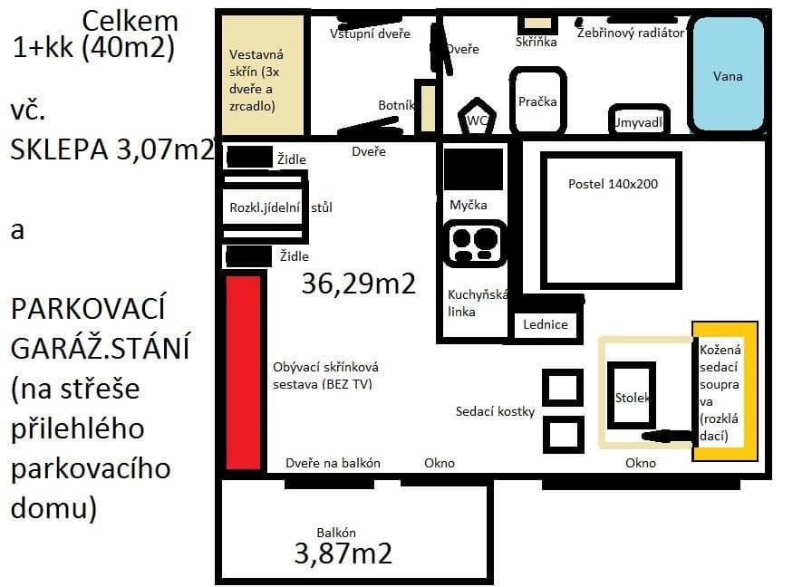 Prenájom bytu 1-izbový 40 m², Boloňská, Praha, Praha Prenájom bytu 1-izbový 40 m², Boloňská, Praha, Praha