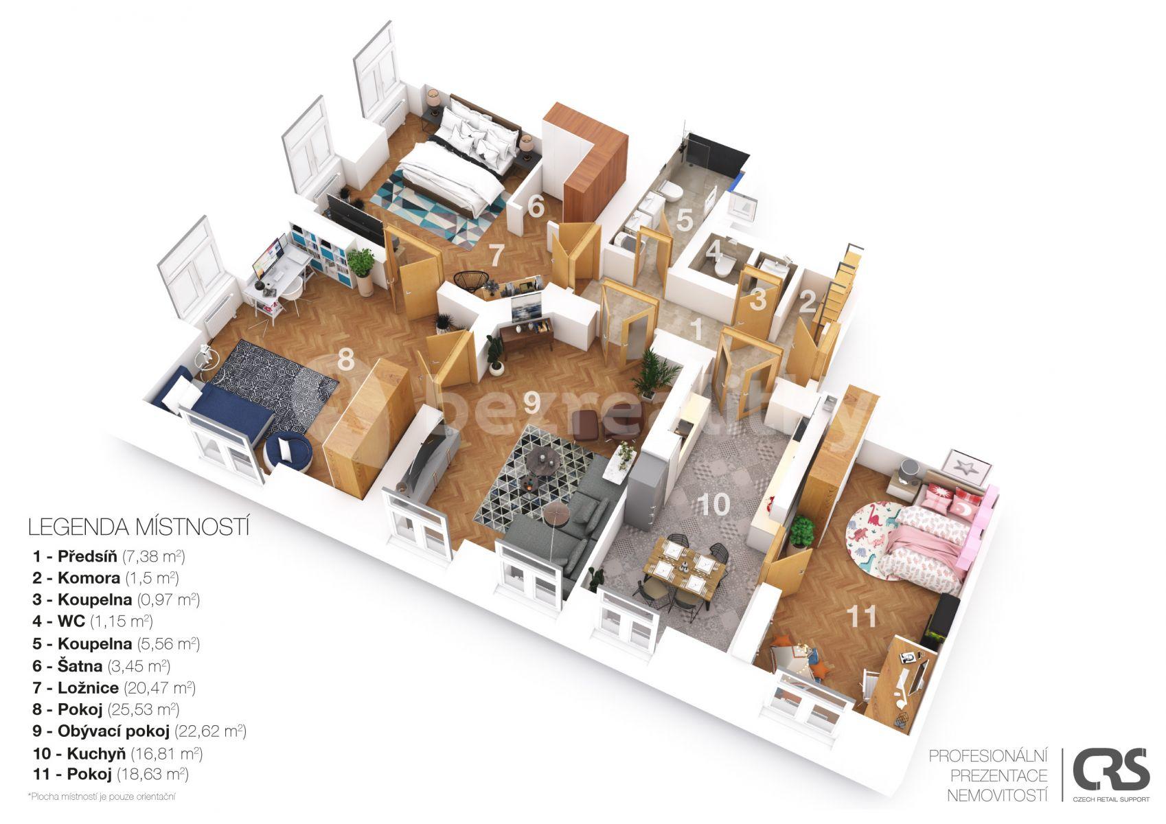 Prenájom bytu 4-izbový 126 m², Legerova, Praha, Praha