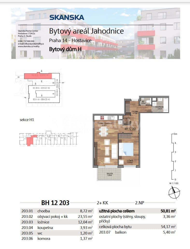 Prenájom bytu 2-izbový 51 m², U Hostavického potoka, Praha, Praha Prenájom bytu 2-izbový 51 m², U Hostavického potoka, Praha, Praha