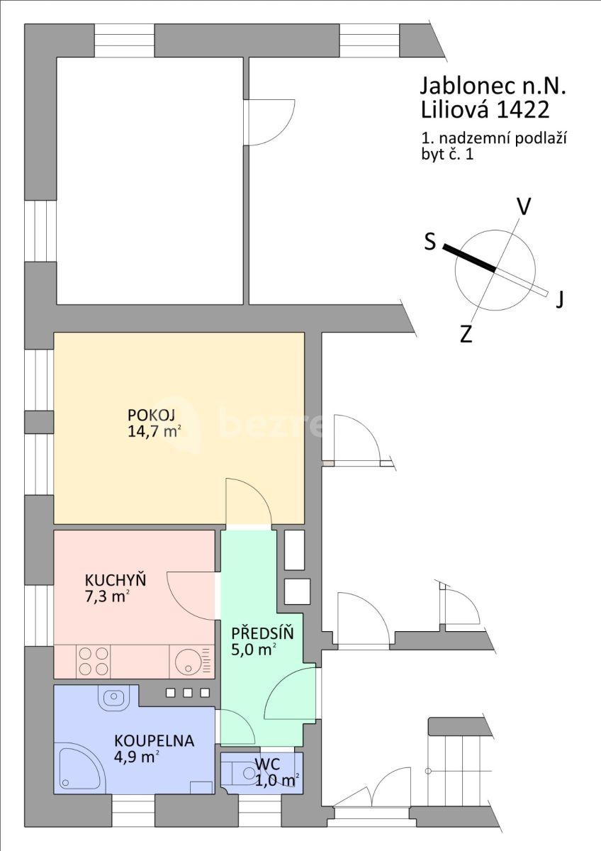 Prenájom bytu 1-izbový 33 m², Liliová, Jablonec nad Nisou, Liberecký kraj