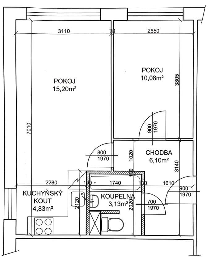 Prenájom bytu 2-izbový 41 m², Mezipolí, Praha, Praha Prenájom bytu 2-izbový 41 m², Mezipolí, Praha, Praha