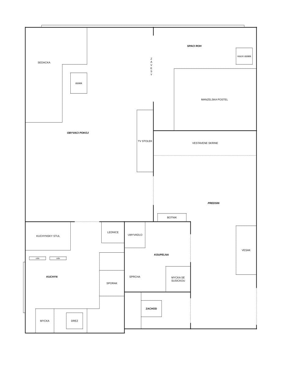 Prenájom bytu 2-izbový 40 m², Křivá, Praha, Praha Prenájom bytu 2-izbový 40 m², Křivá, Praha, Praha