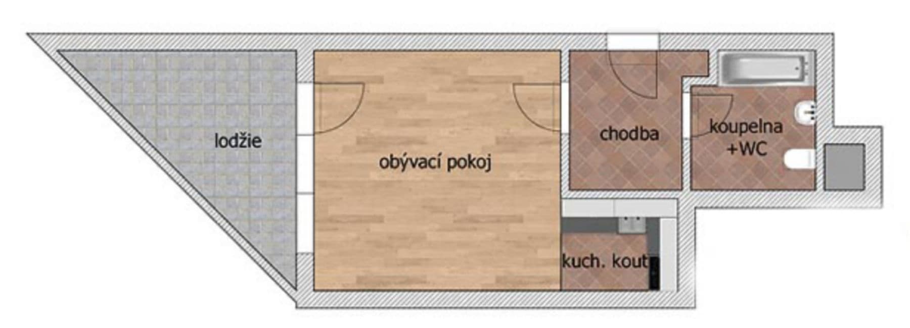 Prenájom bytu 1-izbový 33 m², Mantovská, Praha, Praha Prenájom bytu 1-izbový 33 m², Mantovská, Praha, Praha