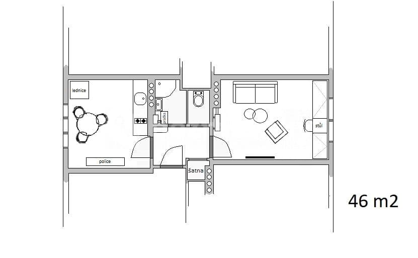 Prenájom bytu 1-izbový 46 m², Na Nivách, Praha, Praha Prenájom bytu 1-izbový 46 m², Na Nivách, Praha, Praha