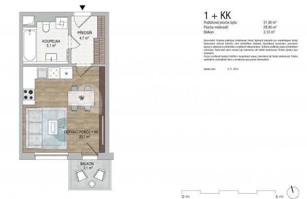 Prenájom bytu 1-izbový 32 m², Granitova, Praha, Praha