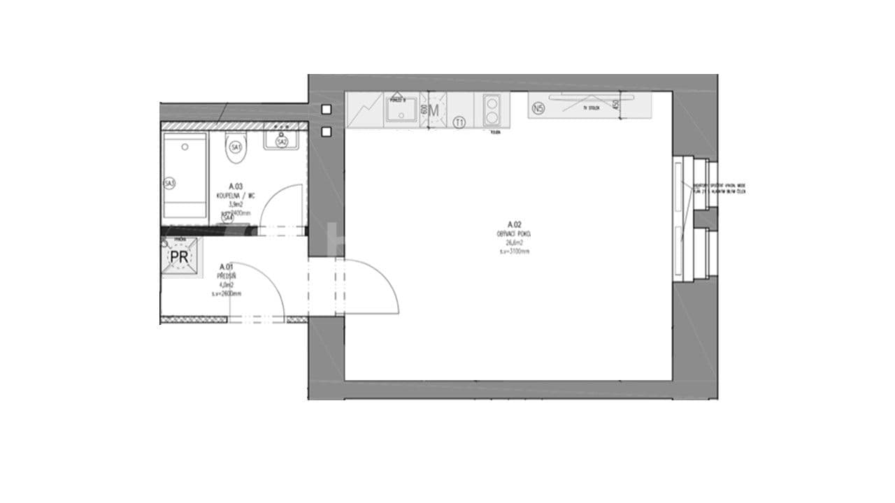Prenájom bytu 1-izbový 35 m², Fibichova, Praha, Praha Prenájom bytu 1-izbový 35 m², Fibichova, Praha, Praha