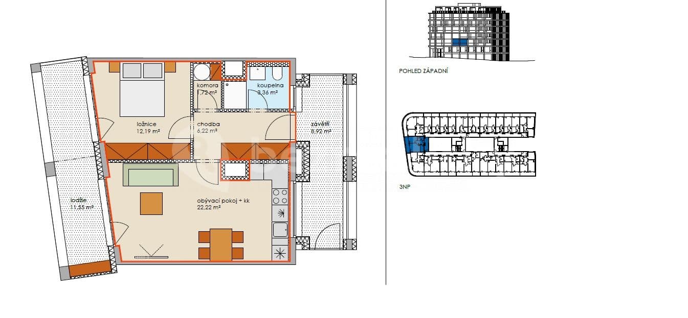 Prenájom bytu 2-izbový 49 m², Prachnerova, Praha, Praha Prenájom bytu 2-izbový 49 m², Prachnerova, Praha, Praha
