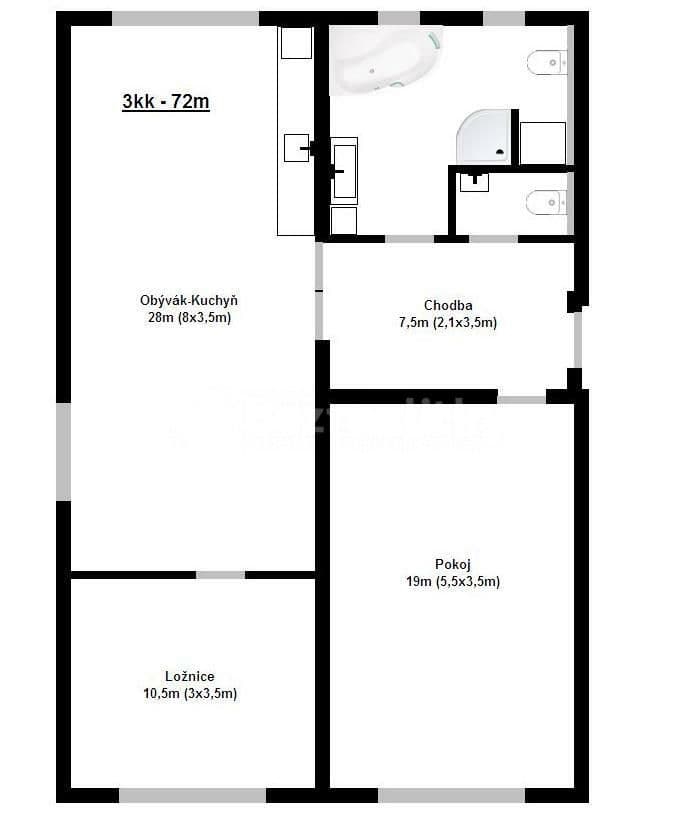 Prenájom bytu 3-izbový 72 m², Kudeříkové, Praha, Praha Prenájom bytu 3-izbový 72 m², Kudeříkové, Praha, Praha