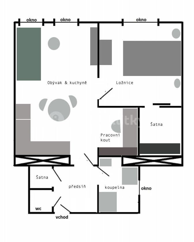 Prenájom bytu 2-izbový 55 m², Schnirchova, Praha, Praha Prenájom bytu 2-izbový 55 m², Schnirchova, Praha, Praha