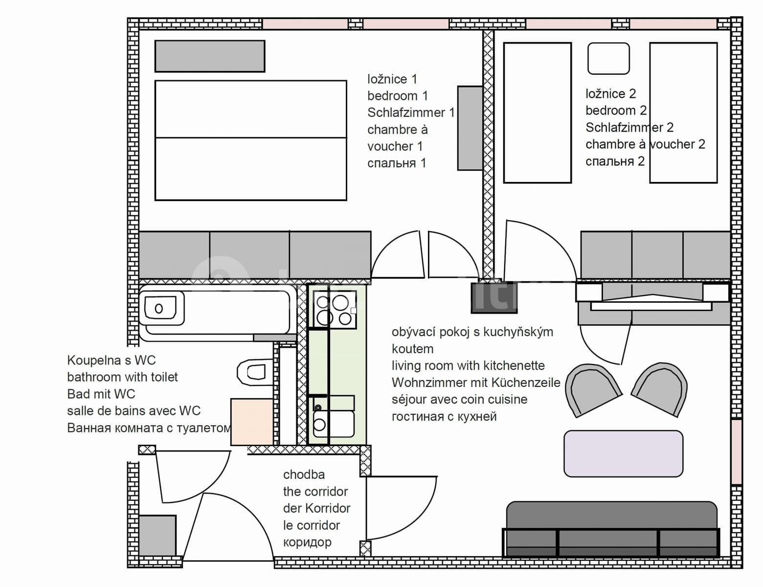 Prenájom bytu 3-izbový 42 m², Molákova, Praha, Praha Prenájom bytu 3-izbový 42 m², Molákova, Praha, Praha