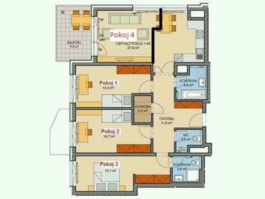Prenájom bytu 4-izbový 110 m², Padovská, Praha, Praha Prenájom bytu 4-izbový 110 m², Padovská, Praha, Praha