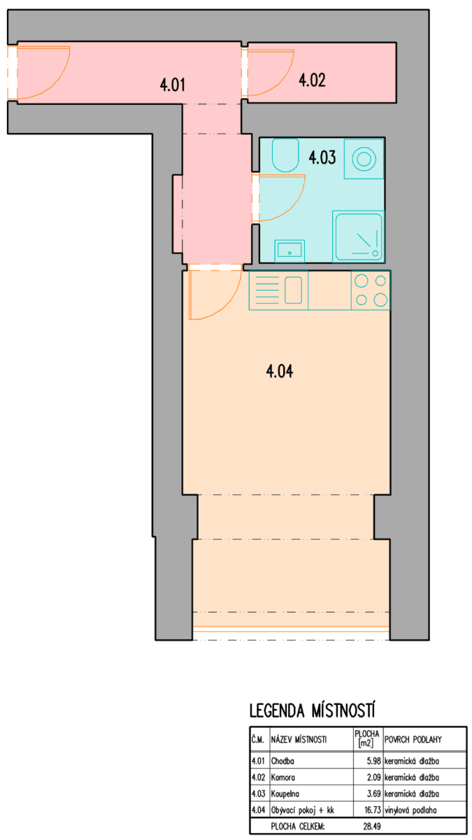 Prenájom bytu 1-izbový 28 m², Na Vysočanských Vinicích, Praha, Praha Prenájom bytu 1-izbový 28 m², Na Vysočanských Vinicích, Praha, Praha