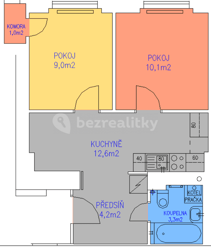 Prenájom bytu 2-izbový 42 m², Pod Vilami, Praha, Praha Prenájom bytu 2-izbový 42 m², Pod Vilami, Praha, Praha