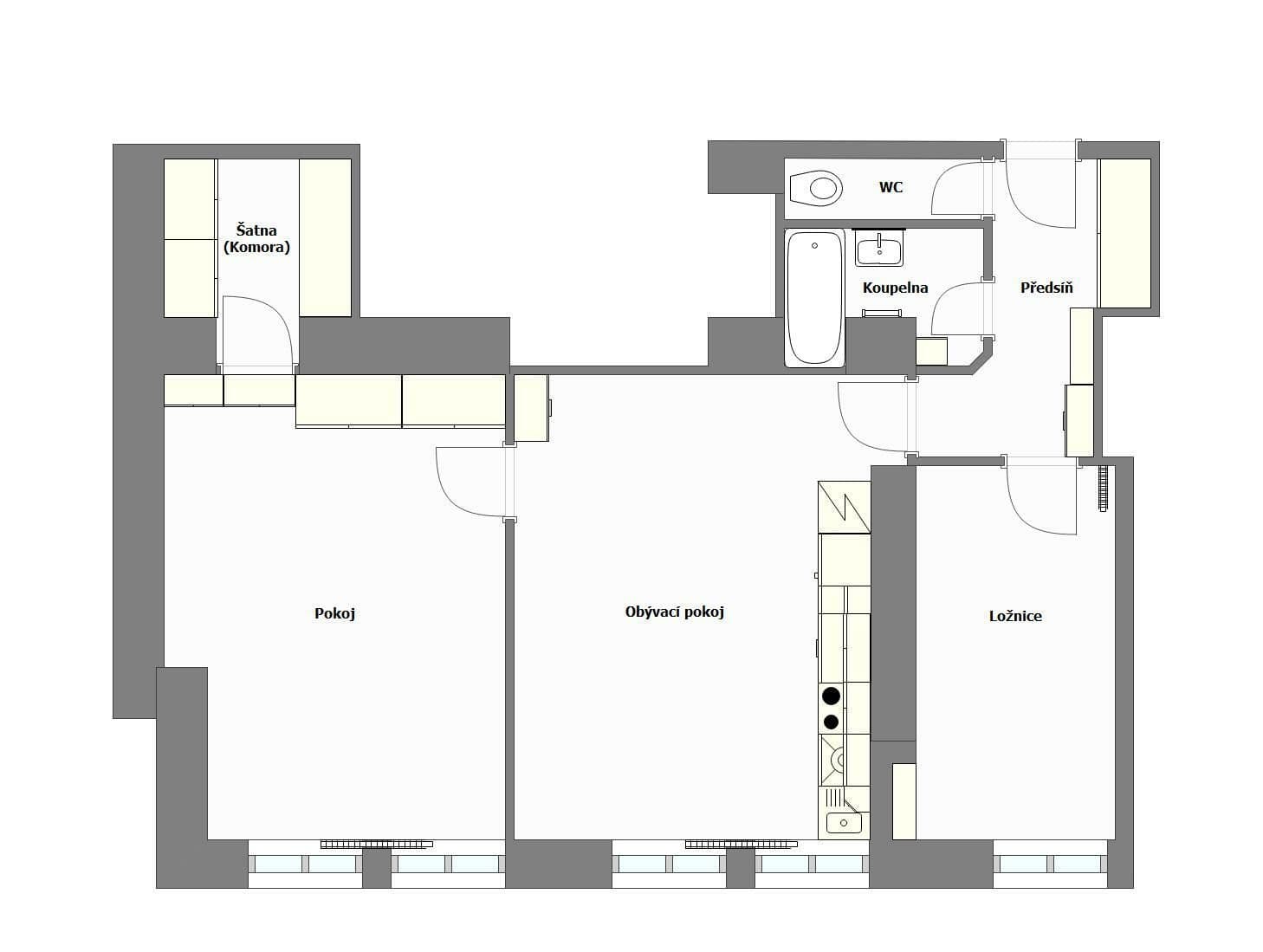 Prenájom bytu 3-izbový 70 m², Ambrožova, Praha, Praha Prenájom bytu 3-izbový 70 m², Ambrožova, Praha, Praha