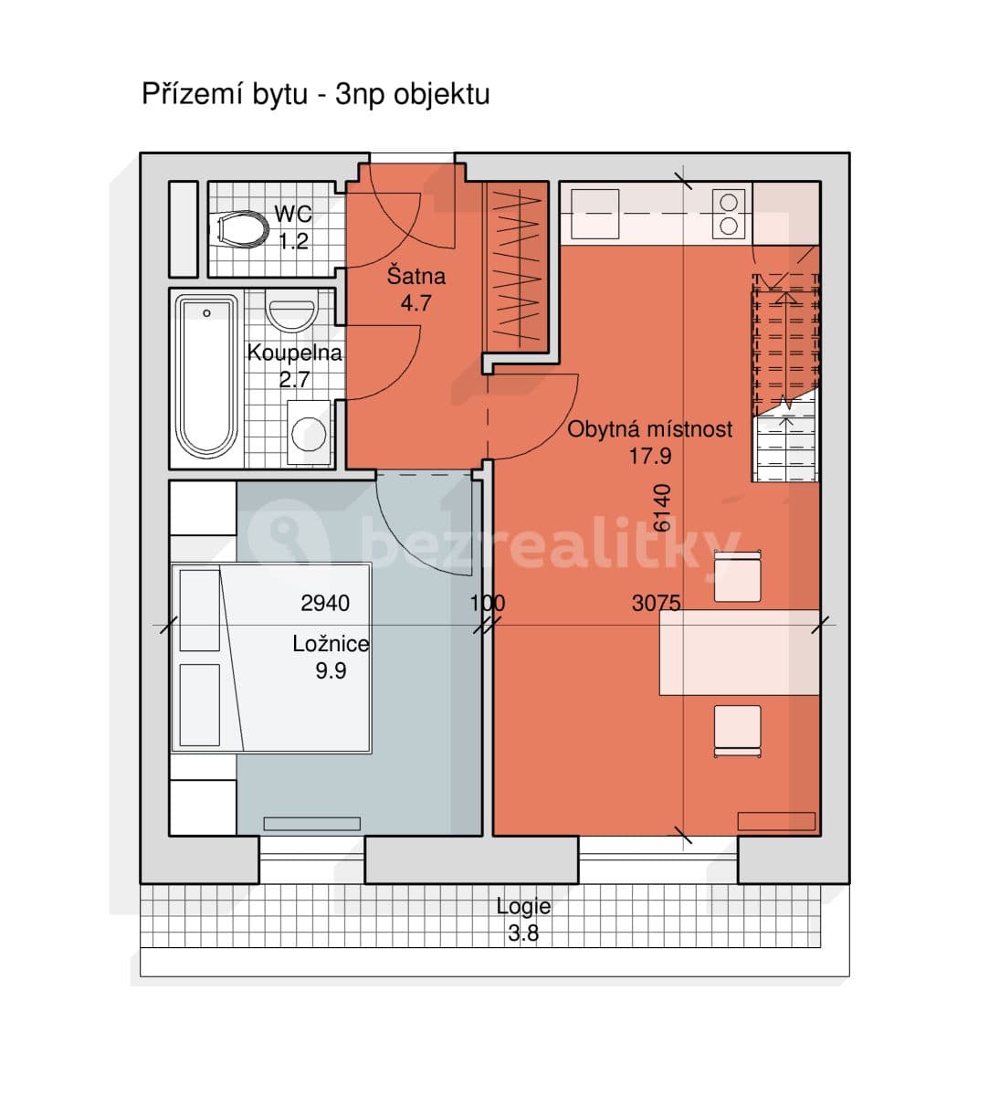 Prenájom bytu 2-izbový 57 m², Praha, Praha Prenájom bytu 2-izbový 57 m², Praha, Praha