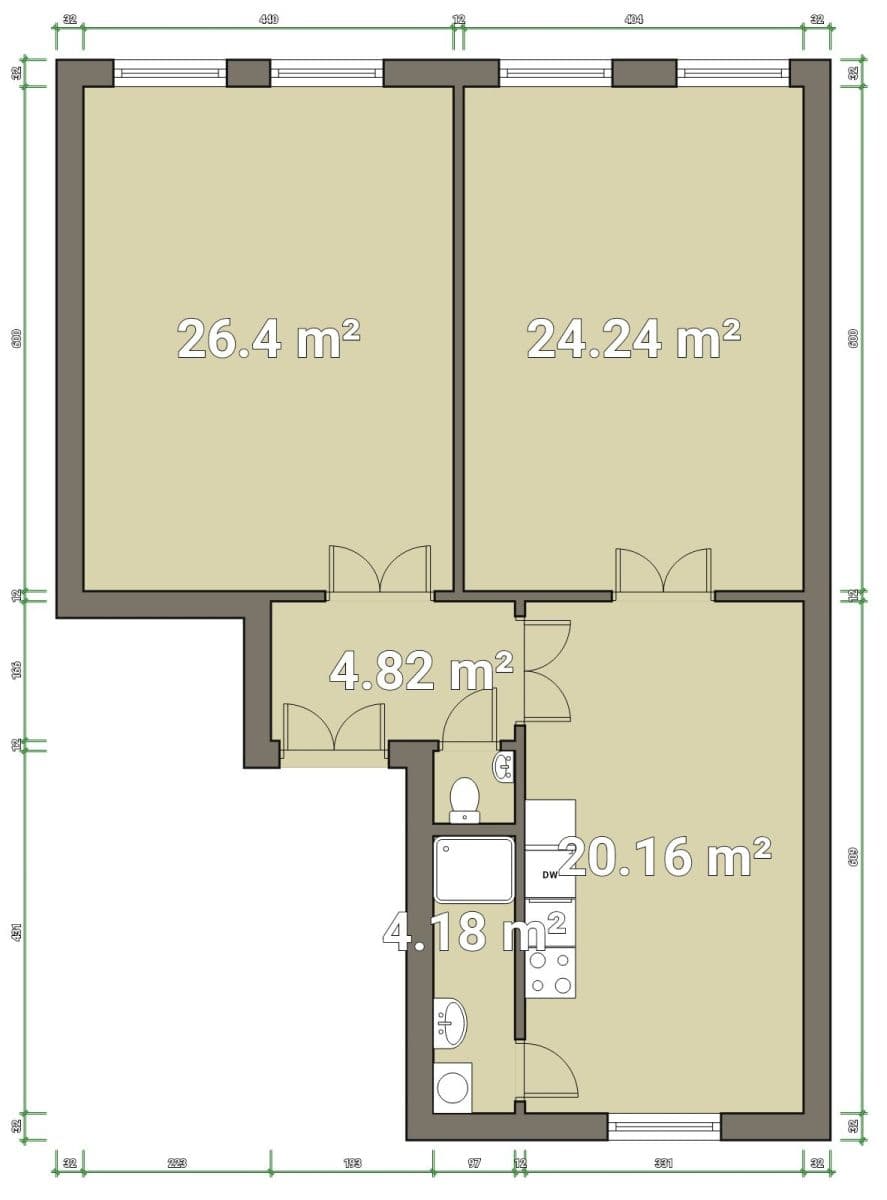 Prenájom bytu 3-izbový 85 m², Rybalkova, Praha, Praha Prenájom bytu 3-izbový 85 m², Rybalkova, Praha, Praha