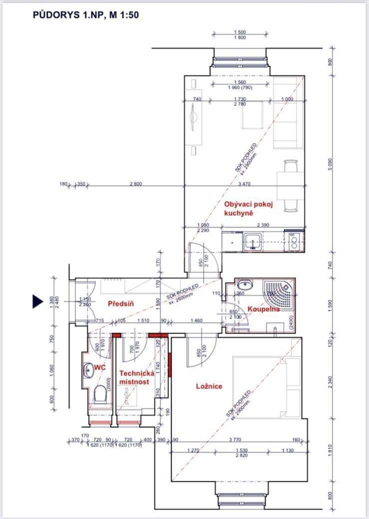 Prenájom bytu 2-izbový 46 m², Na Spojce, Praha, Praha Prenájom bytu 2-izbový 46 m², Na Spojce, Praha, Praha