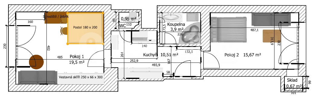 Prenájom bytu 2-izbový 53 m², Petrohradská, Praha, Praha Prenájom bytu 2-izbový 53 m², Petrohradská, Praha, Praha