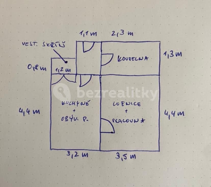 Prenájom bytu 2-izbový 35 m², Novorossijská, Praha, Praha Prenájom bytu 2-izbový 35 m², Novorossijská, Praha, Praha