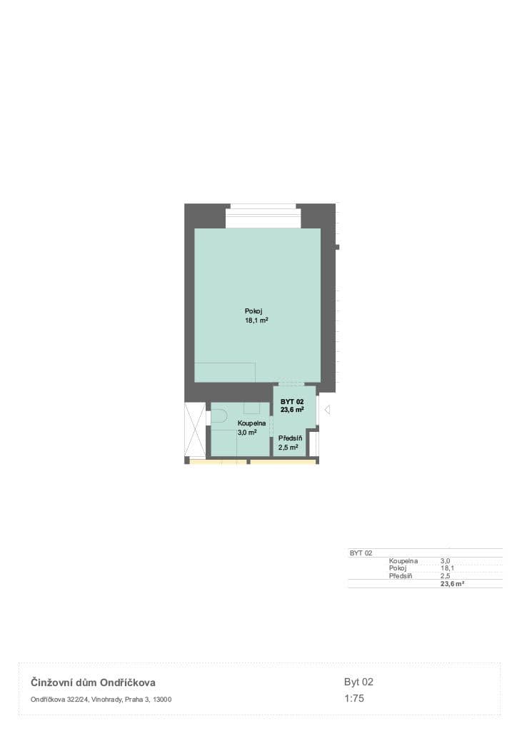 Prenájom bytu 1-izbový 25 m², Ondříčkova, Praha, Praha Prenájom bytu 1-izbový 25 m², Ondříčkova, Praha, Praha