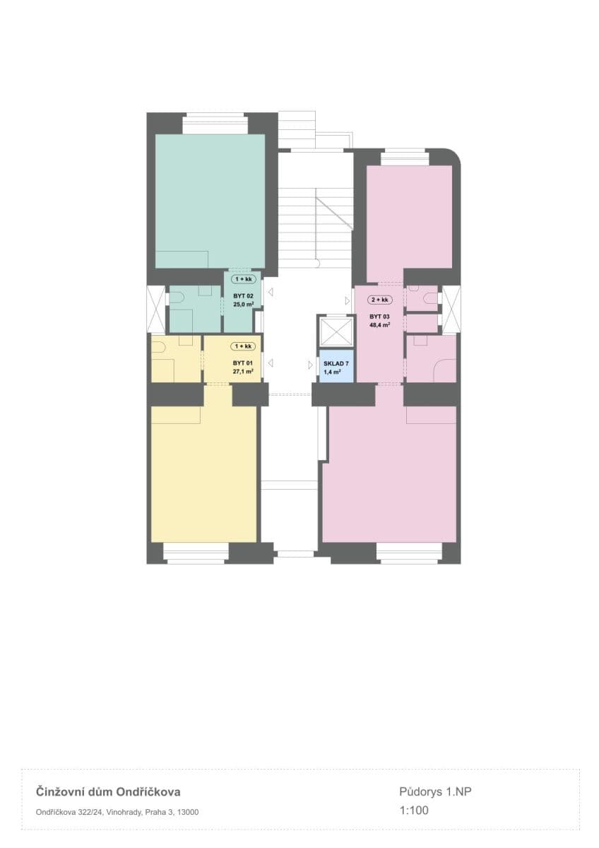 Prenájom bytu 1-izbový 25 m², Ondříčkova, Praha, Praha Prenájom bytu 1-izbový 25 m², Ondříčkova, Praha, Praha