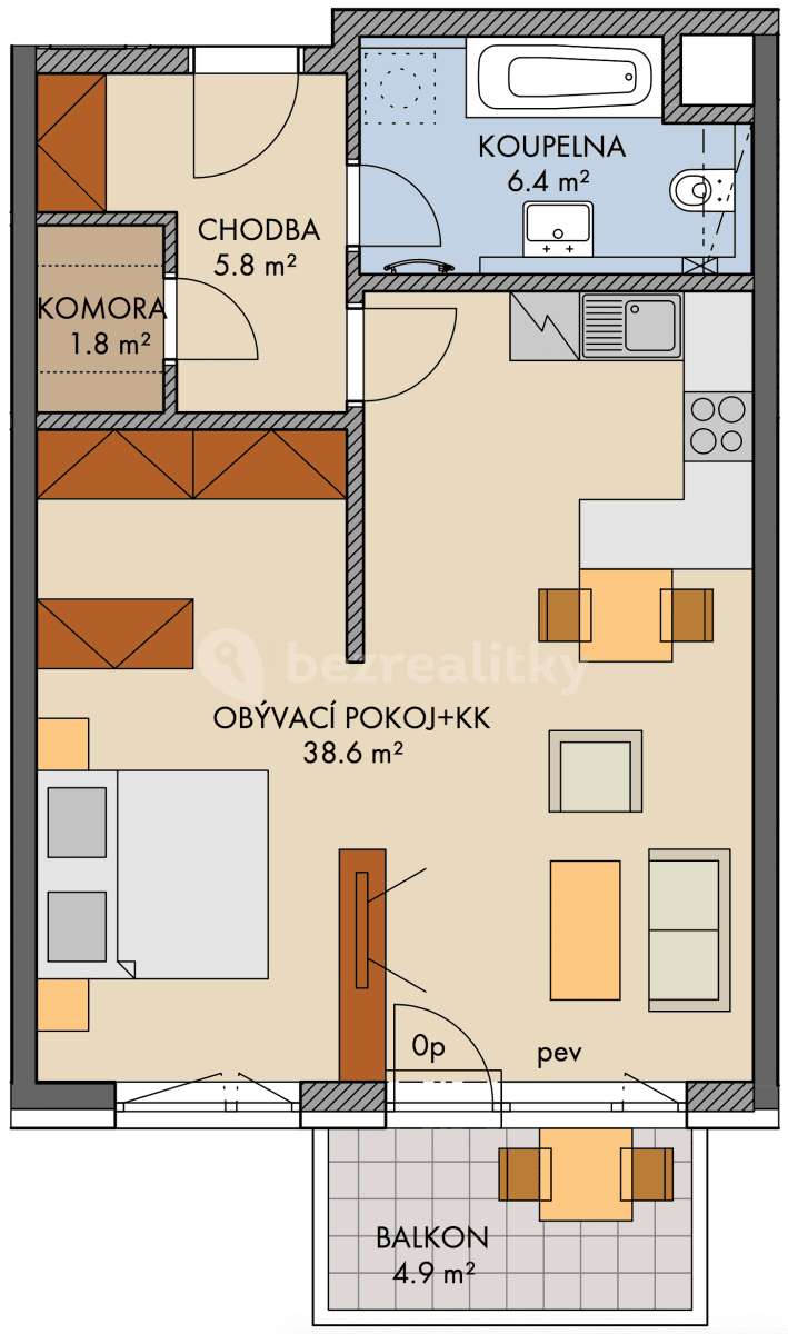 Prenájom bytu 2-izbový 59 m², Kryšpínova, Praha, Praha Prenájom bytu 2-izbový 59 m², Kryšpínova, Praha, Praha