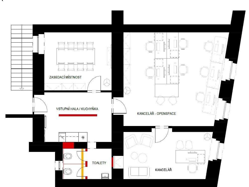 Prenájom kancelárie 132 m², Krakovská, Praha, Praha Prenájom kancelárie 132 m², Krakovská, Praha, Praha