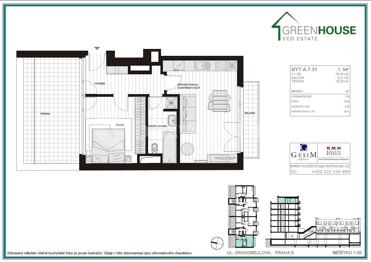 Prenájom bytu 2-izbový 70 m², Drahobejlova, Praha, Praha Prenájom bytu 2-izbový 70 m², Drahobejlova, Praha, Praha