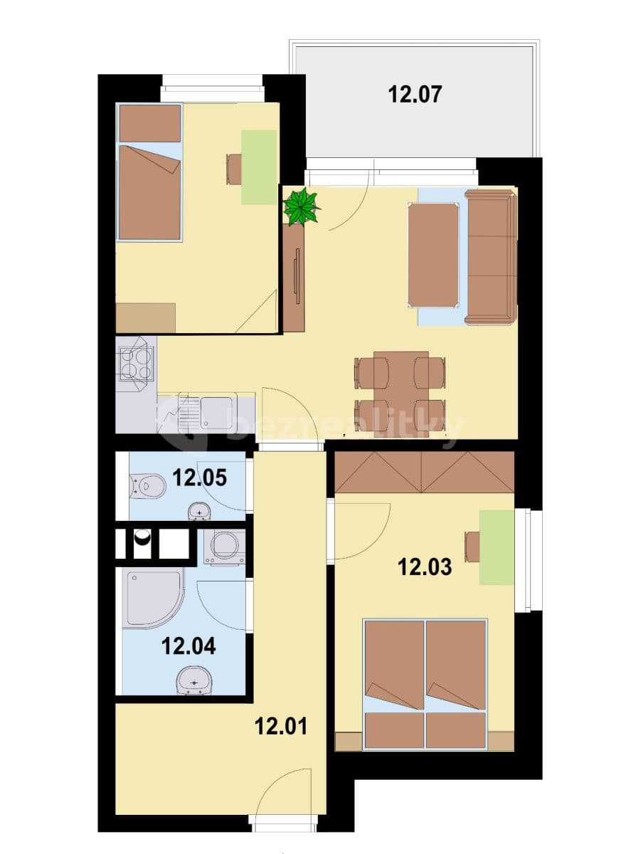 Prenájom bytu 3-izbový 51 m², Želetická, Praha, Praha Prenájom bytu 3-izbový 51 m², Želetická, Praha, Praha