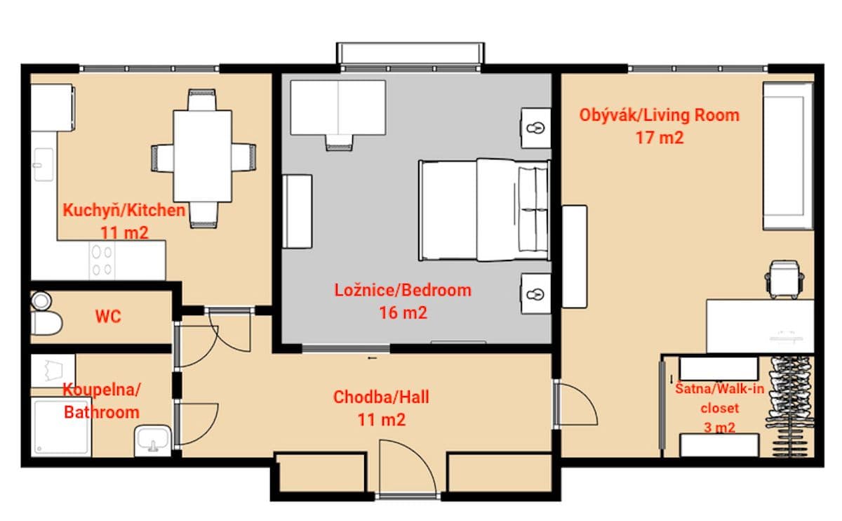 Prenájom bytu 2-izbový 61 m², Ruská, Praha, Praha Prenájom bytu 2-izbový 61 m², Ruská, Praha, Praha