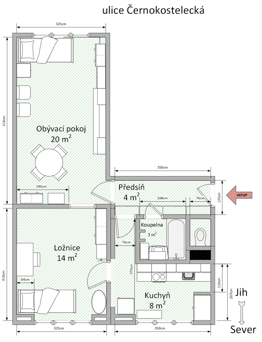 Prenájom bytu 2-izbový 52 m², Černokostelecká, Praha, Praha Prenájom bytu 2-izbový 52 m², Černokostelecká, Praha, Praha