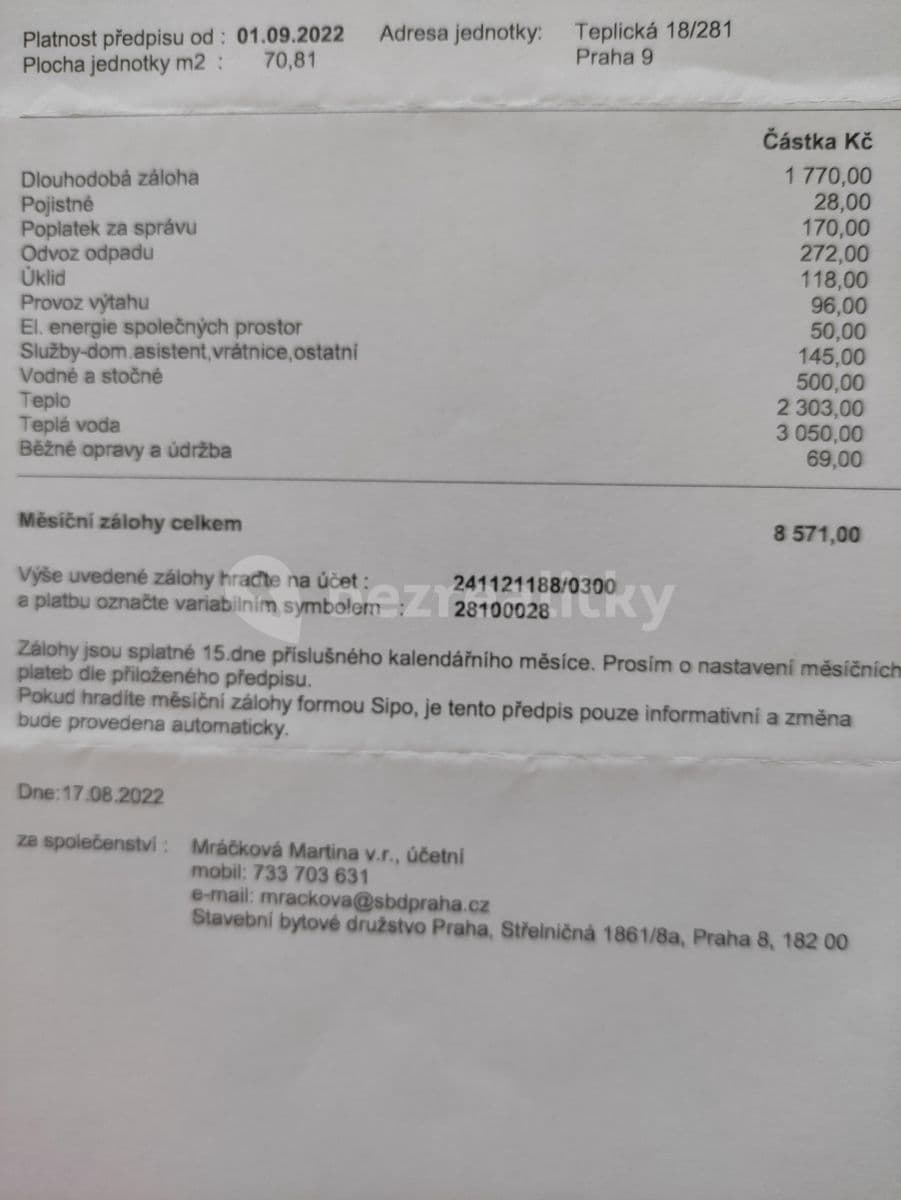 Prenájom bytu 3-izbový 80 m², Teplická, Praha, Praha Prenájom bytu 3-izbový 80 m², Teplická, Praha, Praha