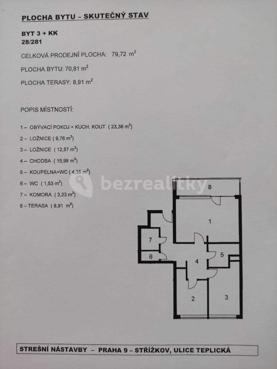 Prenájom bytu 3-izbový 80 m², Teplická, Praha, Praha Prenájom bytu 3-izbový 80 m², Teplická, Praha, Praha